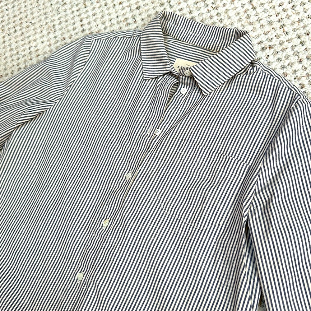 GUC Sézane Tomboy Shirt in Stripes Ecru/Blue - Size 34